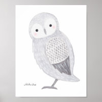 Owl Poster Snow Owl Illustration Owl Kinderzimmer 