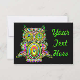 Owl Psychedelic Popart Invasion Einladung