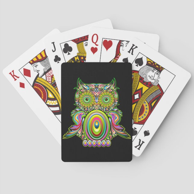Owl Psychedelic Popart Playing Cards Spielkarten (Rückseite)