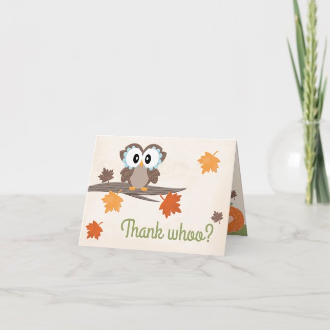 Owl Pumpkin Baby Dusche Danke Karte (Vorderseite)