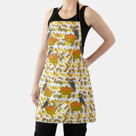 Owl & Pumpkin Harvest" Apron Wird Allover Print Schürze