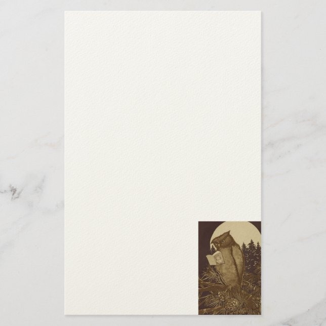 Owl Reading a book of Moonlight Briefpapier (Vorderseite)