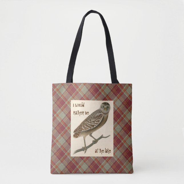 Owl Red Orange Kariert Skull Tasche (Vorderseite)