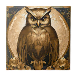 Owl Retro Art Déco Fliese