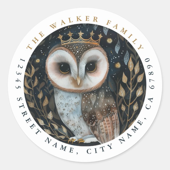 Owl Round Stickers (Vorderseite)