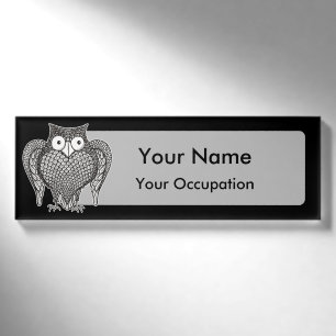 Owl Sketch Cartoon Namenschild