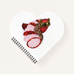 Owl Spiral Bound Heart Notebook Notizbuch