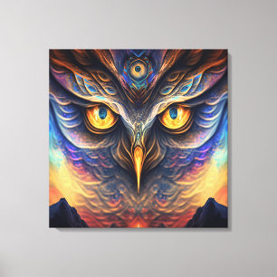Owl Spirit Animal Neon Wisdom Deep Connection Leinwanddruck