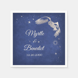 Owl Stars Wizard Blue Magic Wedding Napkins Serviette