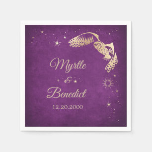 Owl Stars Zauberer Lila Magie Hochzeit Serviette