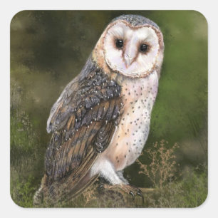 Owl Sticker-Geschenk Quadratischer Aufkleber