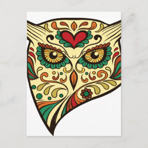 Owl Sugar Skull Postkarte