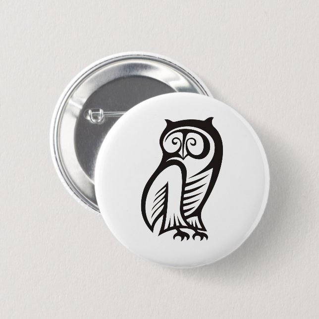 Owl-Symbol Schwarz Button (Vorne & Hinten)