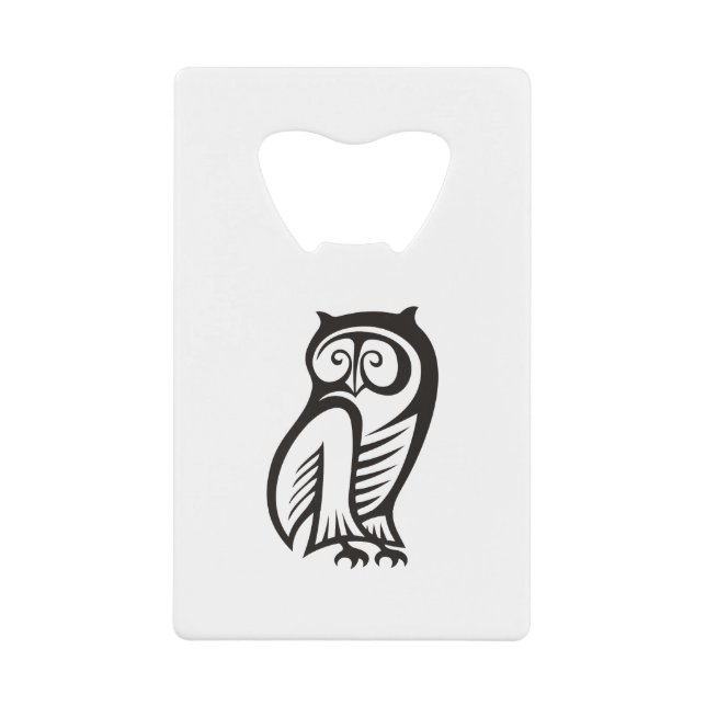 Owl-Symbol Schwarz Geldkarten Flaschenöffner (Vorderseite)