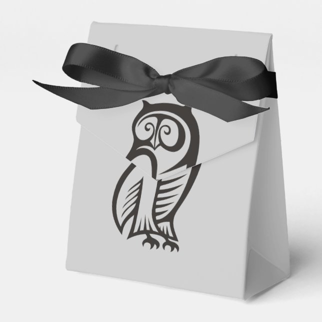 Owl-Symbol Schwarz Geschenkschachtel (Vorderseite)