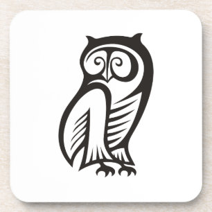 Owl-Symbol Schwarz Getränkeuntersetzer
