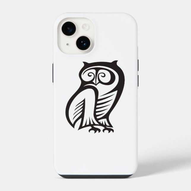 Owl-Symbol Schwarz iPhone 14 Hülle (Rückseite)