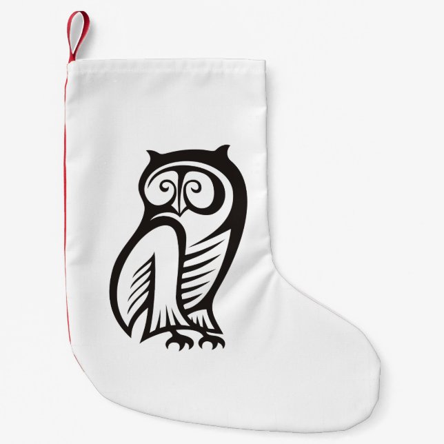 Owl-Symbol Schwarz Kleiner Weihnachtsstrumpf (Vorderseite)