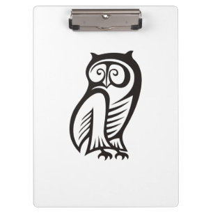 Owl-Symbol Schwarz Klemmbrett