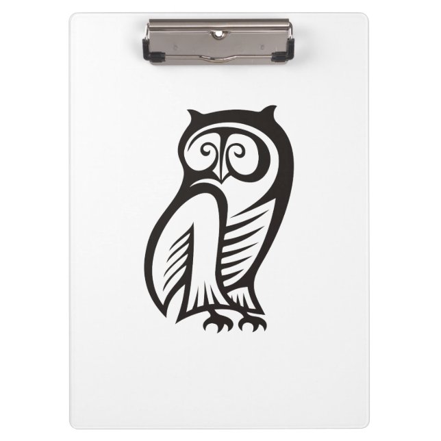 Owl-Symbol Schwarz Klemmbrett (Vorderseite)