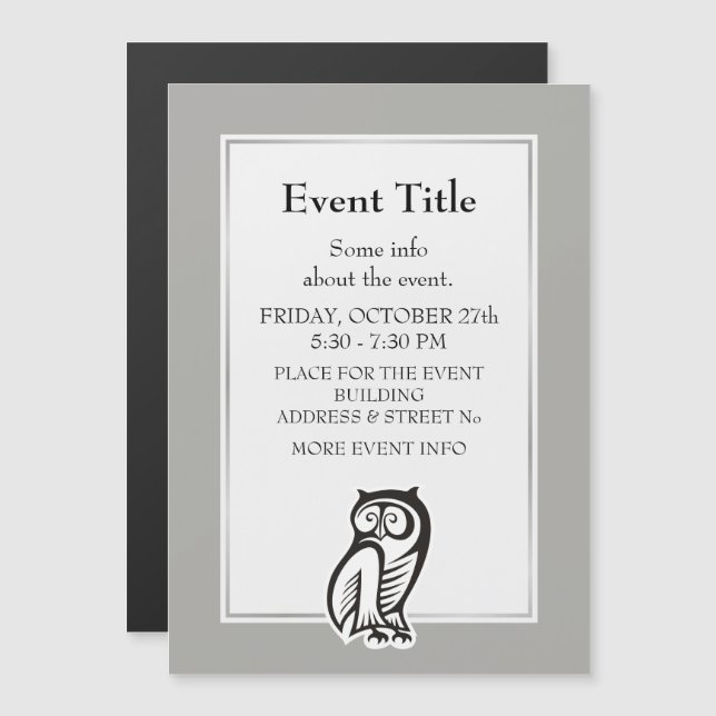 Owl-Symbol Schwarz Magnetkarte (Vorne/Hinten)