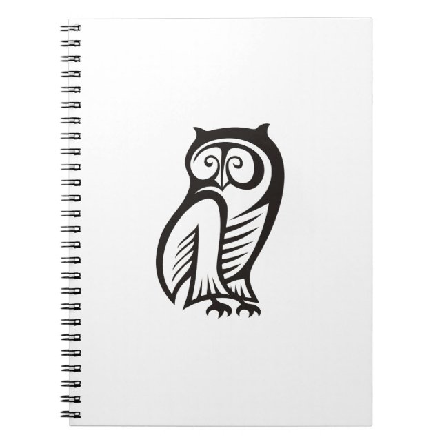 Owl-Symbol Schwarz Notizblock (Vorderseite)