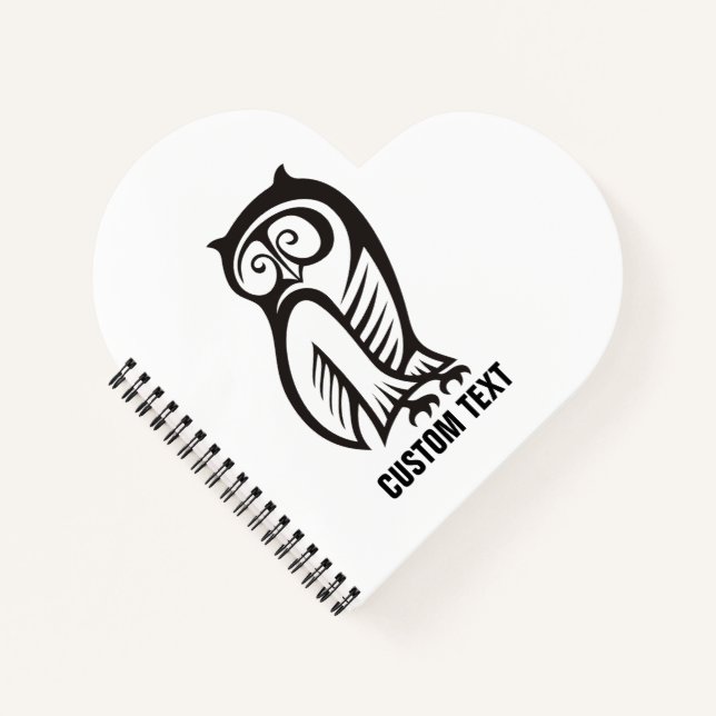 Owl-Symbol Schwarz Notizbuch (Vorderseite)