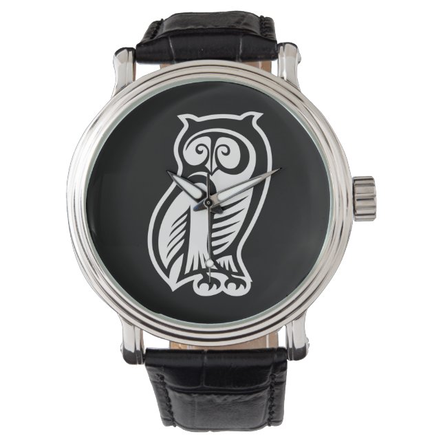 Owl Symbol Weiß Armbanduhr (Vorderseite)