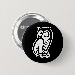 Owl Symbol Weiß Button
