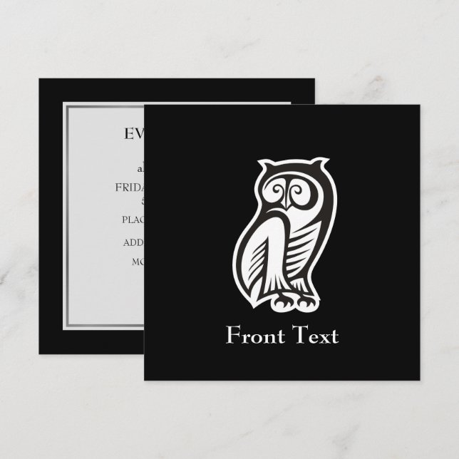 Owl Symbol Weiß Einladung (Vorne/Hinten)