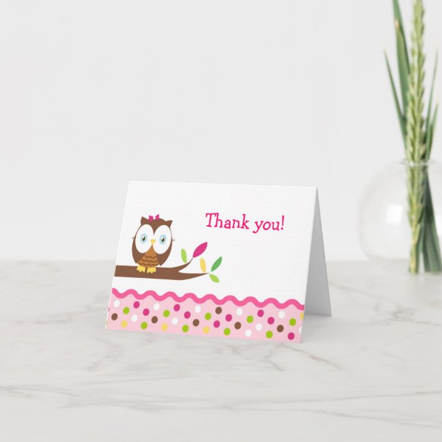 Owl Thank You Note Cartes filles (Devant)