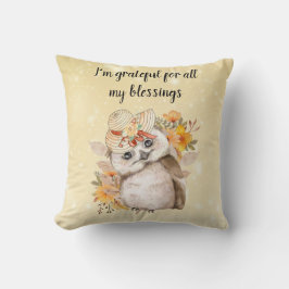 owl Thanksgiving Decor Fall Farmhouse Kissen