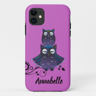 Owl Theme Lila iPhone Handy Cover Fall