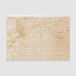 Owl Tree Writing Words Vintag Distressed Antique Seidenpapier