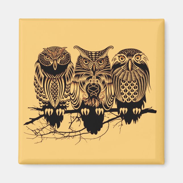 Owl Trio Square Magnet (Vorne)