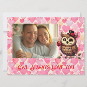 Owl überziehen mit bunten Herzen Valentinstag Feiertagskarte