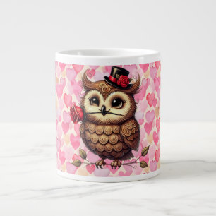 Owl überziehen mit bunten Herzen Valentinstag Jumbo-Tasse