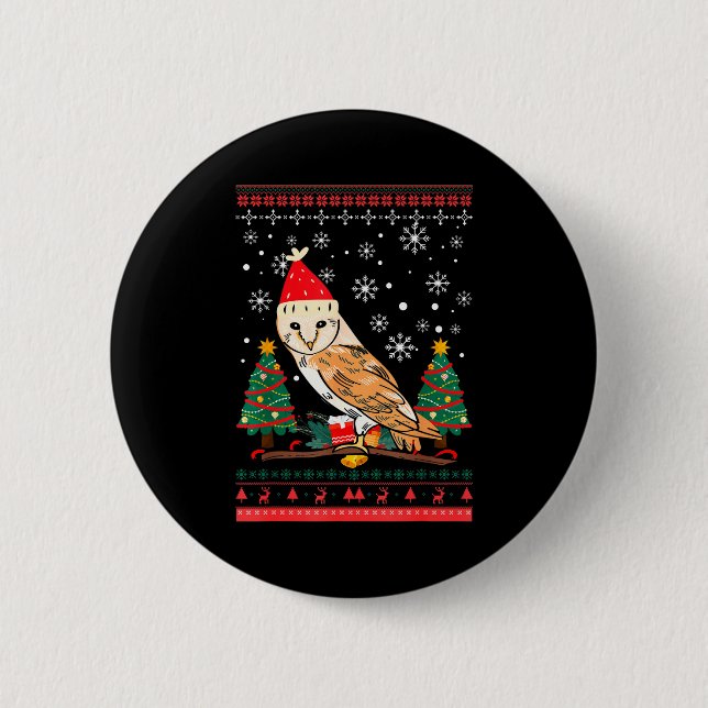 Owl Ugly Christmas Christmas Winter  Button (Vorderseite)