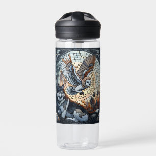 Owl und Wolf Mosaik Naturei Kunst Personalisiert Trinkflasche