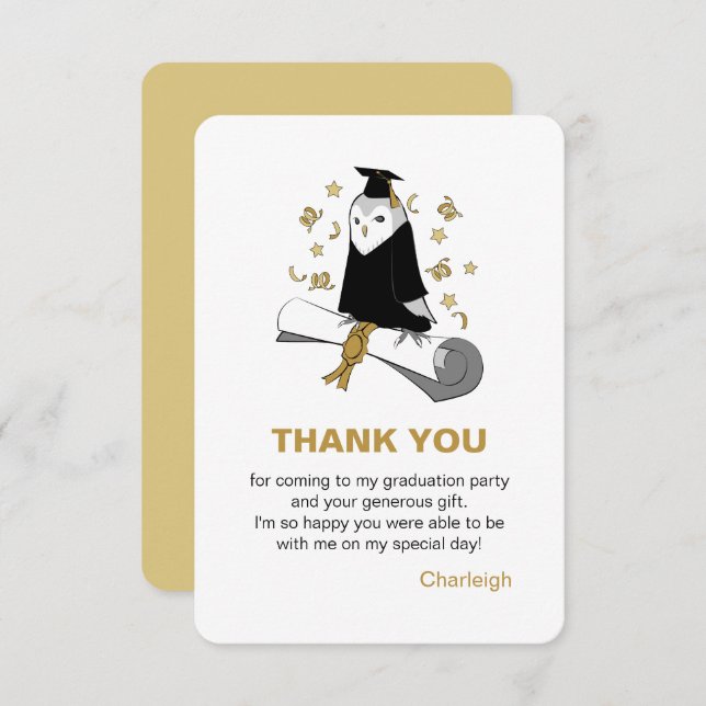 Owl Vorschule / Kindergarten Abschluss Danke (Vorne/Hinten)