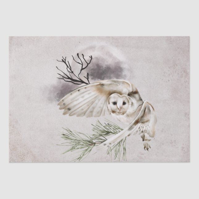 Owl Wasserfarbe Seidenpapier (Vorderseite)