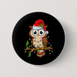 Owl Wear Weihnachtsmannmütze Xmas - Birds Owl Love Button