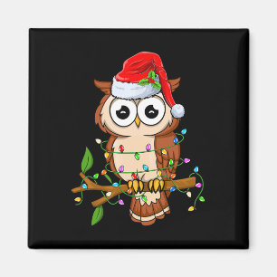 Owl Wear Weihnachtsmannmütze Xmas - Birds Owl Love Magnet