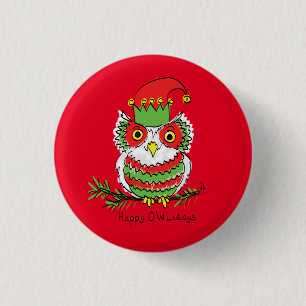 Owl Weihnachten Niedlich Funny Holiday Button