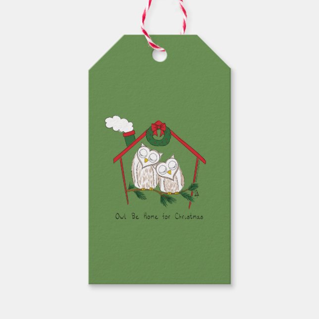 Owl Weihnachten Niedlich Funny Holiday Geschenkanhänger (Vorderseite)