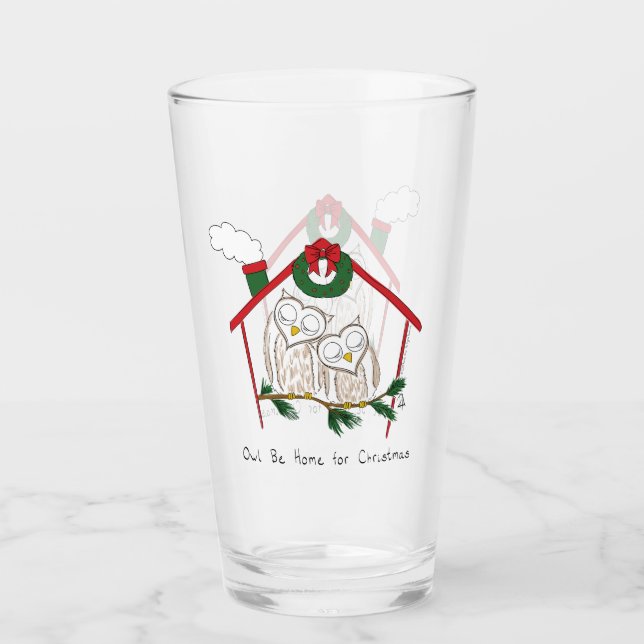Owl Weihnachten Niedlich Funny Holiday Glas (Vorderseite)