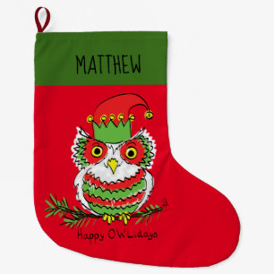 Owl Weihnachten Niedlich Funny Holiday Großer Weihnachtsstrumpf