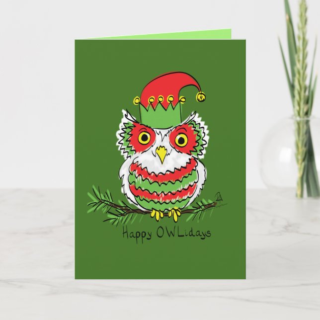 Owl Weihnachten Niedlich Funny Holiday Karte (Vorderseite)
