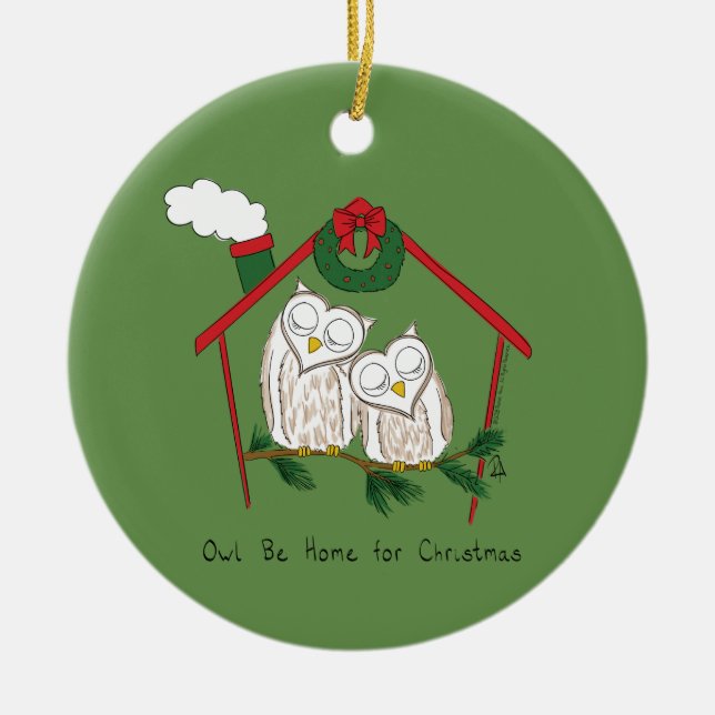 Owl Weihnachten Niedlich Funny Holiday Keramik Ornament (Vorne)