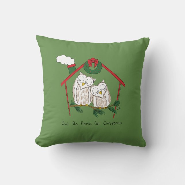 Owl Weihnachten Niedlich Funny Holiday Kissen (Vorderseite)
